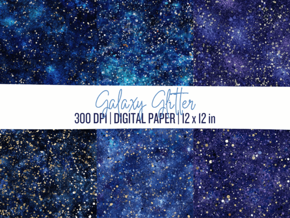 Download Blue and Gold Galaxy Glitter Paper Pack - Galaxy Collection