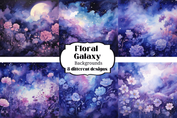Download Purple Floral Galaxy Digital Paper - Galaxy Collection