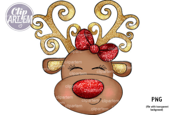 Download Cute Girl Reindeer Red Gold PNG Clipart - Premium Resources