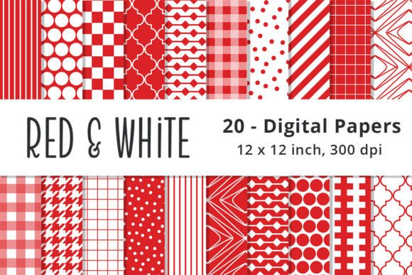 Download Red and White Digital Scrapbook Papers - Premium Resources