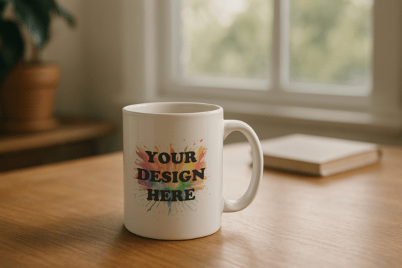 Download Blank White Mug Mockup – Cosy Desk Scene - White Collection